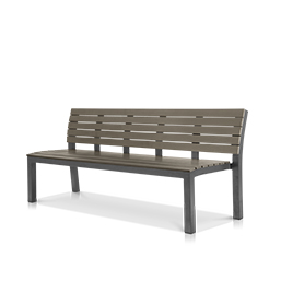 8' Highback Bench Tex Gray Frame with Gray Seat&Back
